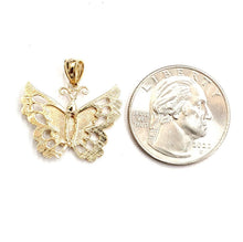 Load image into Gallery viewer, New 14k yellow Gold solid butterfly Pendant charm gift fine jewelry 2.8g
