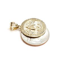 Load image into Gallery viewer, 10k yellow gold round virgin Caridad del Cobre pendant fine jewelry 0.86" 2.5g
