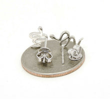 Load image into Gallery viewer, New 14k white Gold 0.16Ct Round Diamond snake stud Earrings Push Back fine gift
