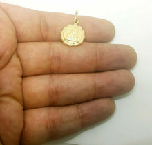 Load image into Gallery viewer, 14k yellow gold round hollow angel pendant charm fine gift jewelry 0.60" 1.5g
