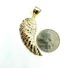 Load image into Gallery viewer, 10k Yellow Gold Single Angel Wing Pendant Diamond Cut Unisex fine jewelry 3.7g
