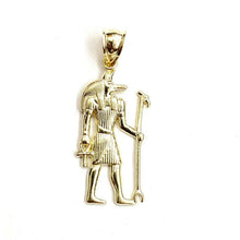 Load image into Gallery viewer, 10k yellow Gold Egypt jackal god Anubis holding Ankh Pendant fine jewelry 1.6g
