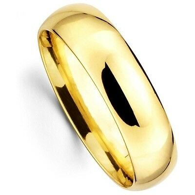 Mens Women Solid 14K Yellow Gold Plain Wedding Ring Band Comfort Fit 6MM Size 5