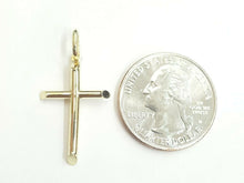 Load image into Gallery viewer, New 10k yellow gold hollow plain cross pendant charm fine jewelry religious 0.9g
