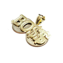 Load image into Gallery viewer, New 10k yellow Gold Boss dollar sign word Pendant charm fine gift jewelry 6.4g
