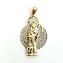 Load image into Gallery viewer, 10k yellow gold Santa Muerte holy death Pendant fine gift jewelry unisex 2.3g
