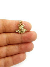Load image into Gallery viewer, New 14k yellow gold frog pendant charm diamond cut gift unisex fine jewelry 1.2g
