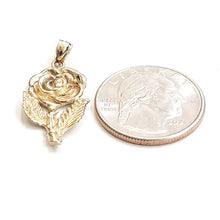 Load image into Gallery viewer, New 14k yellow solid Gold rose flower Pendant charm gift fine jewelry 3.4g
