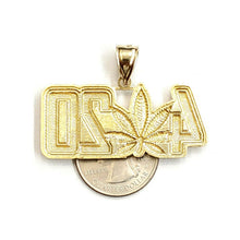 Load image into Gallery viewer, 10k yellow Gold 4/20 marijuana word Pendant charm diamond cut fine jewelry 7.3g
