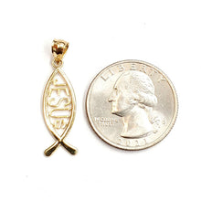 Load image into Gallery viewer, 14k yellow gold Ichthus Fish Jesus pendant charm religious fine jewelry 1.1g
