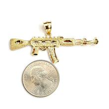 Load image into Gallery viewer, 14k yellow Gold AK-47 machine gun military rifle Pendant charm fine gift 10.3g
