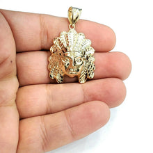 Load image into Gallery viewer, 10k yellow solid Gold Indian face head Pendant diamond cut fine gift jewelry 4g
