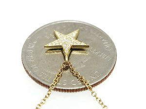 14k yellow Gold 0.09Ct Diamond star necklace gift for her 18" adjustable chain