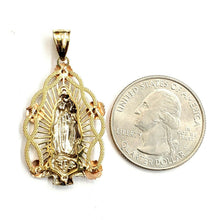 Load image into Gallery viewer, 14k 3 color gold virgin Mary Guadalupe pendant charm gift religious jewelry 4.4g
