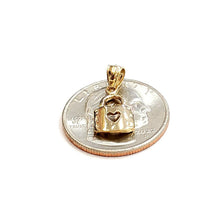 Load image into Gallery viewer, 14KT Yellow Gold tiny padlock with heart pendant charm gift Fine Jewelry 1.3g
