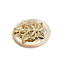 Load image into Gallery viewer, New 14k yellow Gold butterfly Pendant charm filigree gift fine jewelry 1.1g
