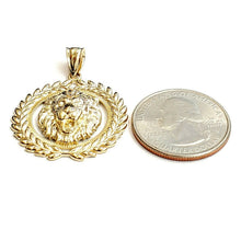 Load image into Gallery viewer, 14k yellow Gold round lion Leo head face Pendant charm gift fine jewelry 4.3g
