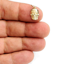 Load image into Gallery viewer, New 14k yellow Gold tiny Skull mummy dead Bone Pendant Gift fine jewelry 1.3g
