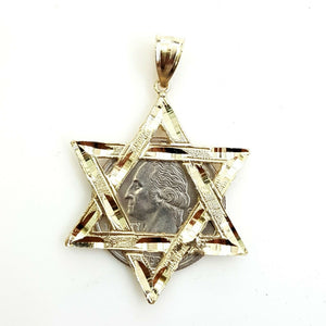 14k yellow gold star of David Jewish Israel charm pendant religious jewelry 4.4g