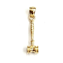 Load image into Gallery viewer, 14k Yellow Gold 3D judges gavel Auctioneer mallet Hammer Pendant jewelry 1.7g
