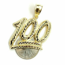 Load image into Gallery viewer, New 10K Solid Yellow Gold Diamond Cut One Hundred 100 Charm Pendant jewelry 6.6g
