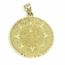 Load image into Gallery viewer, 14k yellow Gold Aztec Mayan sun calendar Azteca pendant gift jewelry 1.20" 6.8g
