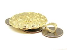 Load image into Gallery viewer, 10k yellow gold hollow two sided Jesus &amp; virgin Guadalupe pendant 1.79" 17.2g
