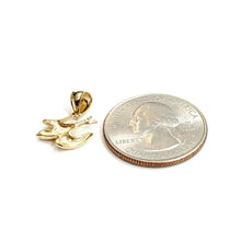 Load image into Gallery viewer, New 14k yellow Gold Tiny Dove bird Pendant charm love gift fine jewelry 1.1g

