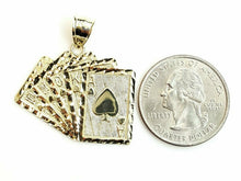Load image into Gallery viewer, 10k yellow solid Gold playing card Pendant charm casino fine jewelry unisex 3.3g
