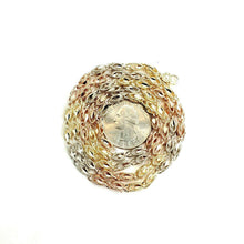 Load image into Gallery viewer, 14K 3 color gold 3.5mm Turkish chain diamond cut Necklace fine jewelry 24" 20.6g
