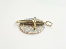 Load image into Gallery viewer, New 10k yellow gold hollow cross Jesus pendant charm fine jewelry religious 1.5g
