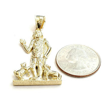 Load image into Gallery viewer, New 10k yellow gold saint Lazaro pendant charm fine religious gift jewelry 8.1g
