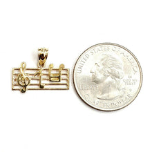 Load image into Gallery viewer, 14k solid yellow Gold music sign note Pendant rectangular fine jewelry gift 1.2g
