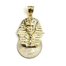 Load image into Gallery viewer, 10k yellow solid Gold Egyptian pharaoh king head Pendant jewelry fine gift 4g
