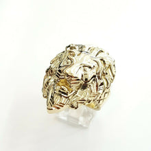 Load image into Gallery viewer, 10k yellow gold lion head zodiac Leo men&#39;s Ring diamond cut fine jewelry Size 9
