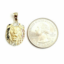 Load image into Gallery viewer, 14k yellow solid Gold lion leo head face Pendant charm fine gift jewelry 2.4g

