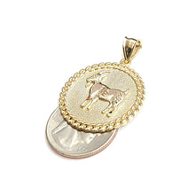 Load image into Gallery viewer, 10k yellow Gold round Goat Pendant charm diamond cut animal fine jewelry 5g
