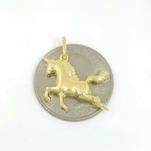 Load image into Gallery viewer, 14k yellow gold hollow unicorn full body 3D pendant charm fine gift jewelry 1.5g
