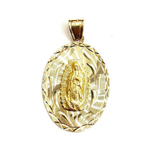 Load image into Gallery viewer, 14k yellow gold oval virgin Mary Guadalupe religious pendant diamond cut 5.8g
