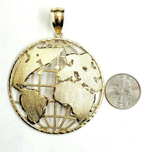 Load image into Gallery viewer, 10k yellow gold round globe planet earth world map pendant jewelry 2.56" 19.9g
