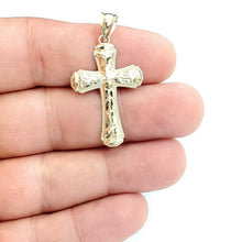 Load image into Gallery viewer, New 10k yellow gold nugget cross pendant charm fine jewelry religious gift 2.1g
