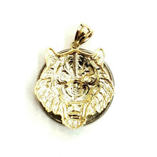 Load image into Gallery viewer, 14k yellow solid Gold tiger male head face Pendant diamond cut fine jewelry 3.7g
