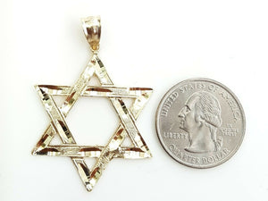14k yellow gold star of David Jewish Israel charm pendant religious jewelry 4.4g