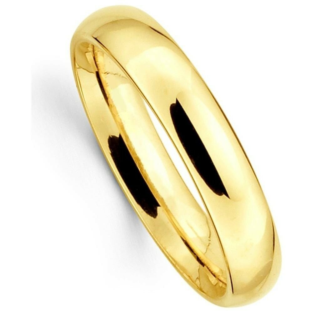 Men's Women's Solid 14K Yellow Gold Plain Wedding Ring Band jewelry 5MM Size 8