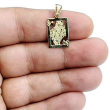 Load image into Gallery viewer, 14k yellow Gold queen of hearts Pendant playing card gambling fine jewelry 1.4g

