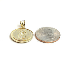 Load image into Gallery viewer, 10k gold round virgin Mary Guadalupe pendant charm gift fine jewelry 0.86" 2.6g
