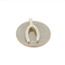 Load image into Gallery viewer, New 14k yellow Gold 0.15ct Diamonds wishbone pendant fine gift jewelry for her
