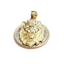 Load image into Gallery viewer, 14k yellow solid Gold lion Leo head face zodiac Pendant charm fine jewelry 4.7g
