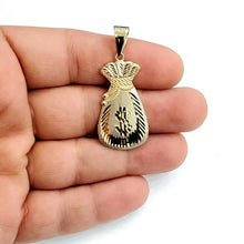 Load image into Gallery viewer, 14k yellow gold dollar sign money bag lucky pendant charm gift fine jewelry 4.4g
