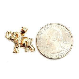 14k yellow Gold elephant Pendant charm unisex fine gift good luck jewelry 1.4g